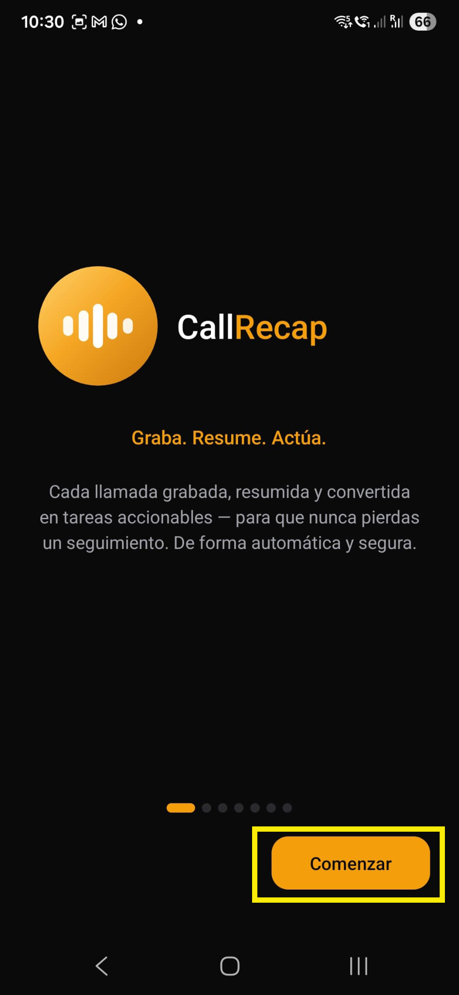 Welcome screen