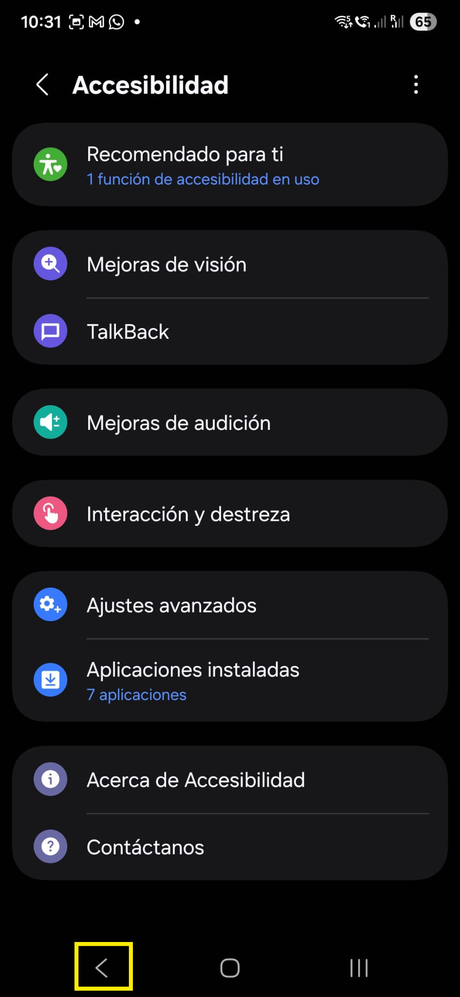 Press back